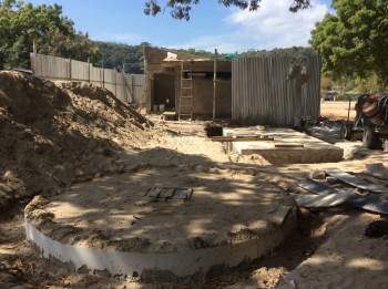 Figure 2. Toilet block and septic tanks under construction Pangani waterfront Feb 2018