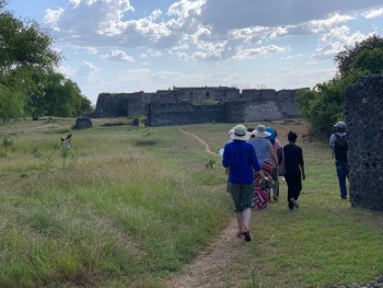 Figure 5: CONCH team exploring ruins of Kilwa Kisiwani.