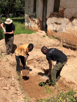 Graham, Severine and Ally undertaking archaeological watching brief